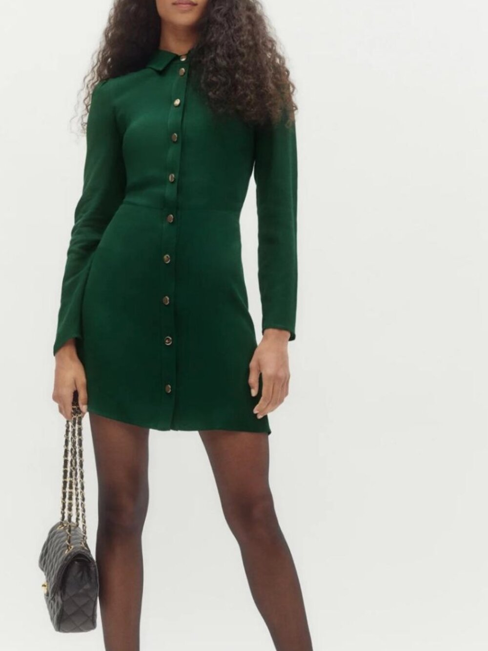 Reformation Hugh Dress in Forest Green